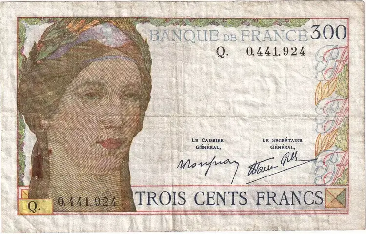 Billet de 300 francs Clément Serveau recto