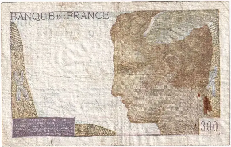 Billet de 300 francs Clément Serveau verso