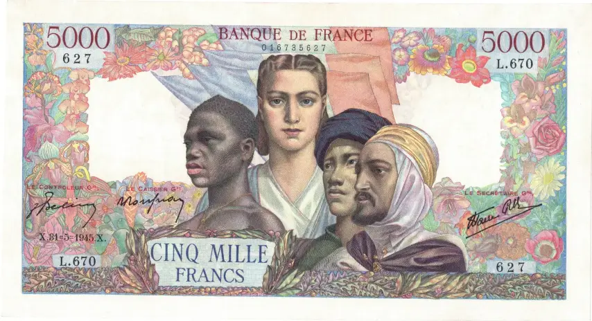 Billet de 5000 francs Union française recto