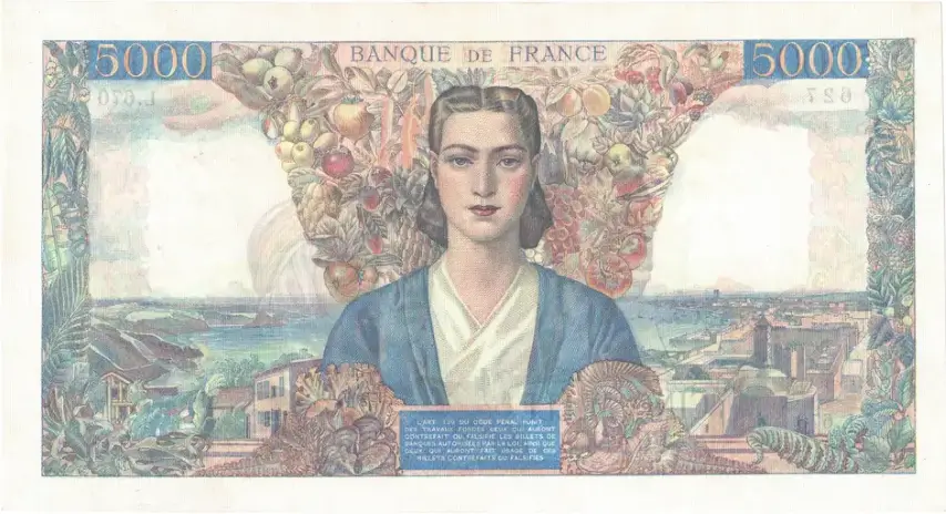 Billet de 5000 francs Union française verso