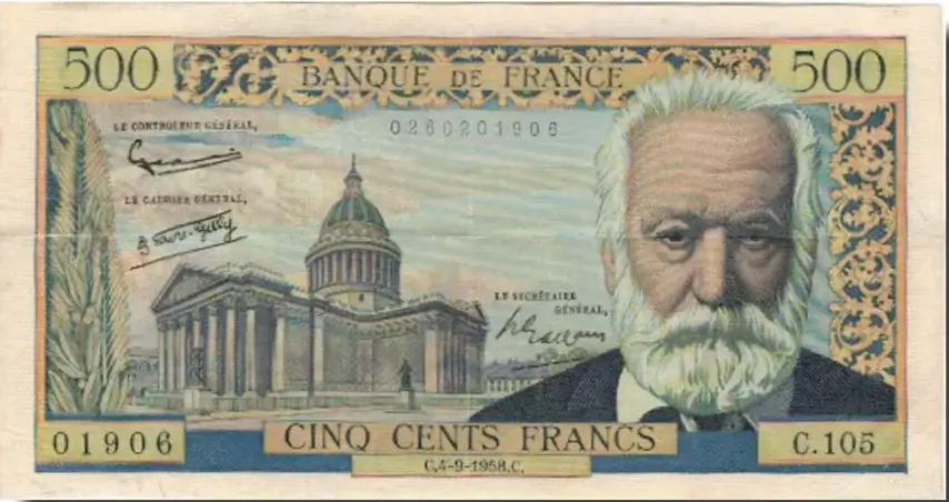 Billet de 500 francs Victor Hugo recto