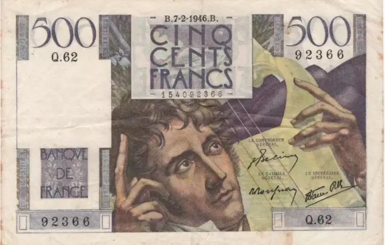 Billet de 500 francs Chateaubriant recto