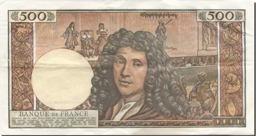 Billet de 500 francs Molière verso