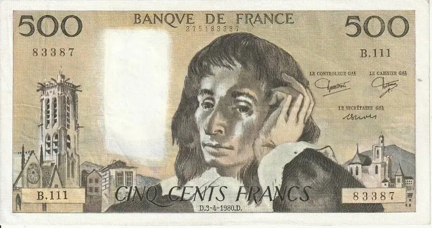 Billet de 500 francs Pascal recto