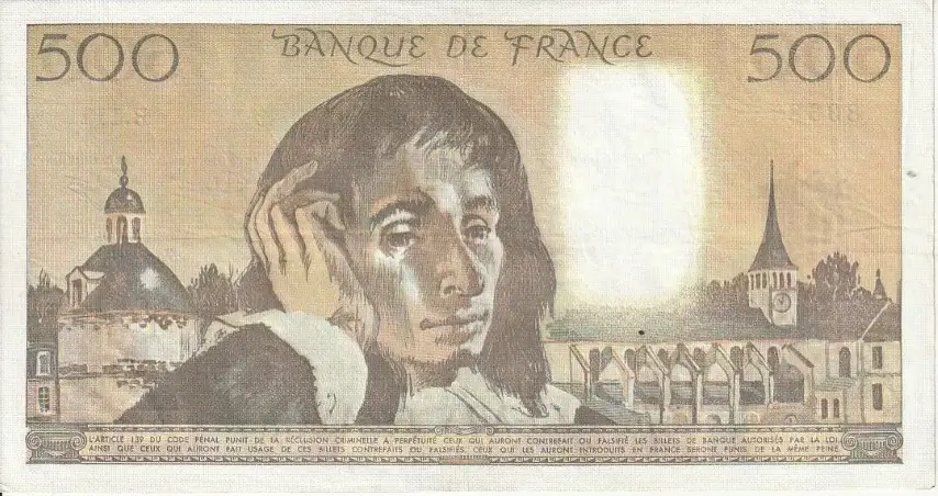 Billet de 500 francs Pascal verso