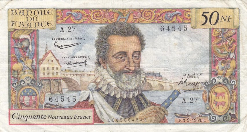 Billet de 50 francs Henri IV recto