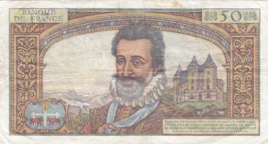 Billet de 50 francs Henri IV verso