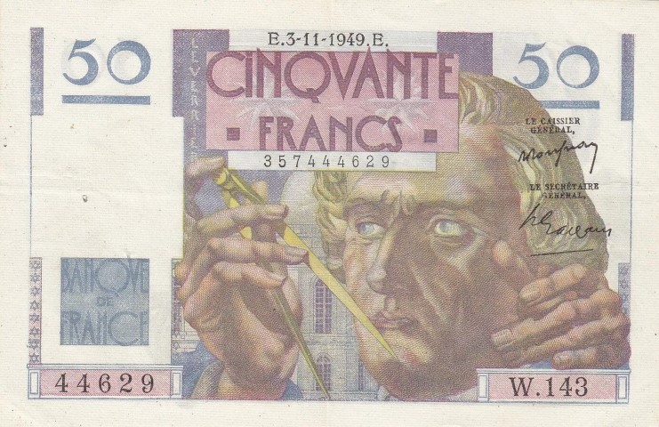 Billet de 50 francs Le Verrier recto