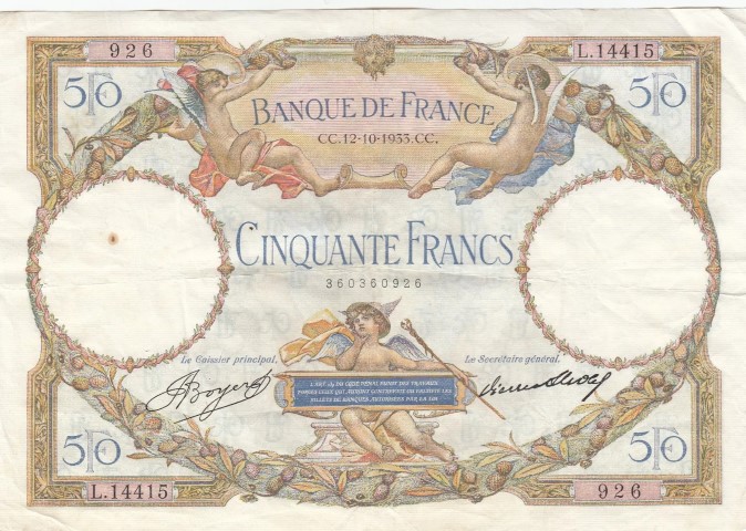 Billet de 50 francs luc-olivier merson recto