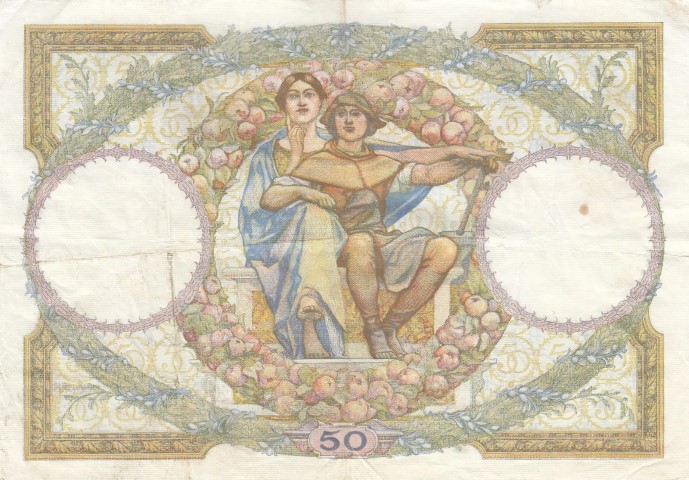 Billet de 50 francs luc-olivier merson verso