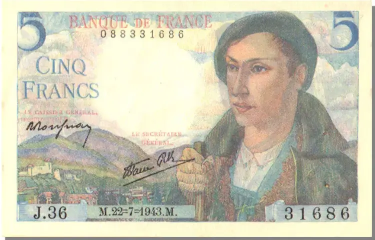 Billet de 5 francs berger recto