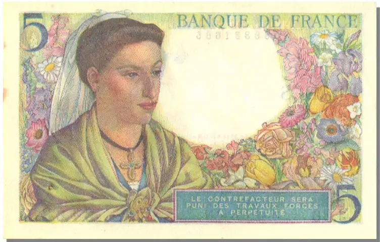 Billet de 5 francs berger verso