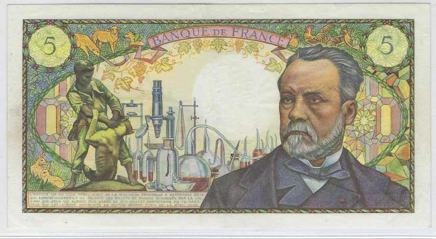 Billet de 5 francs Pasteur verso