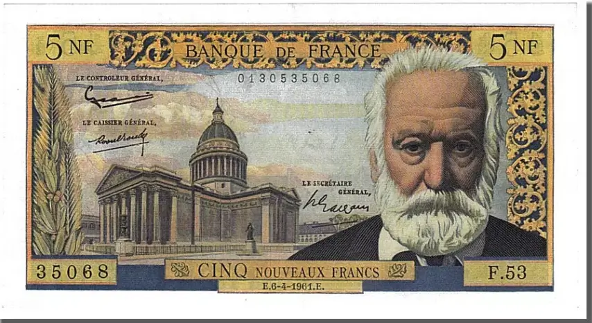 Billet de 5 francs Victor Hugo recto