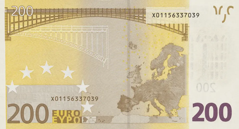 billet de 200 euros première série verso