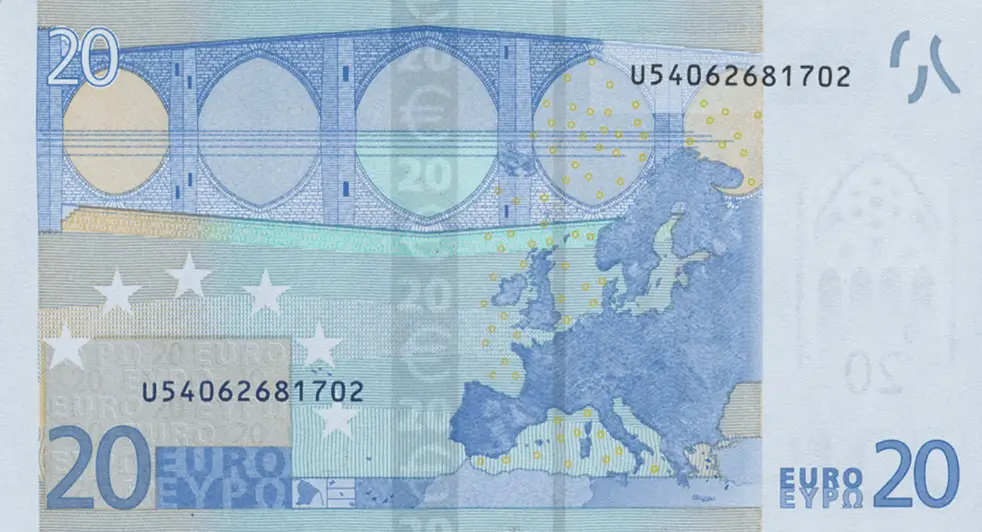 billet de 20 euros première série verso