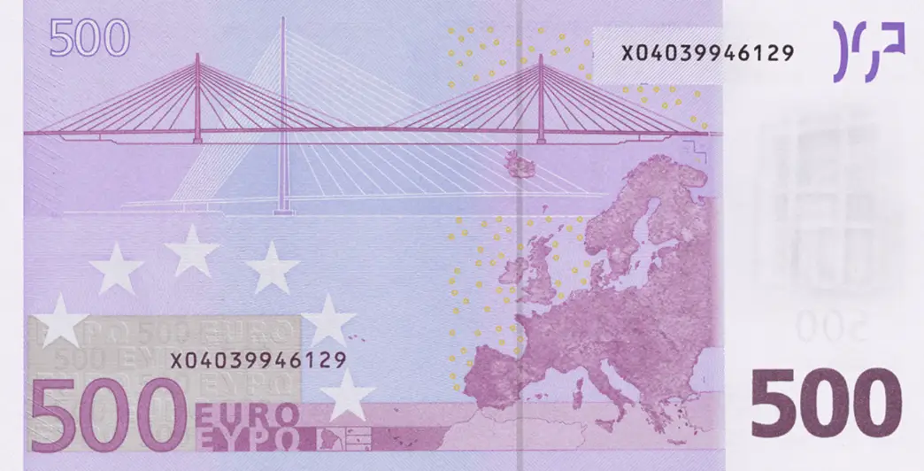 billet de 500 euros première série verso