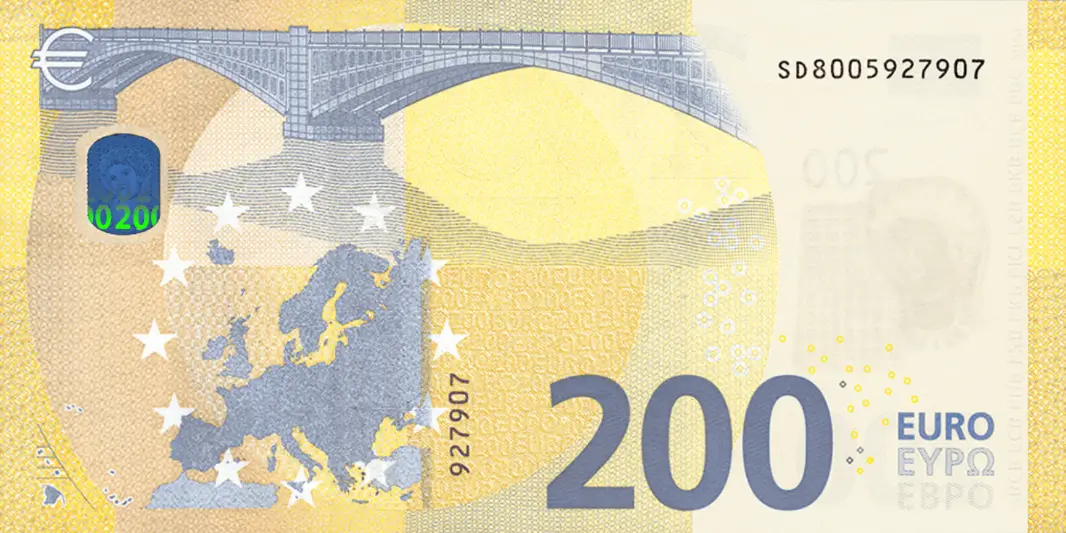 billet de 200 euros première série verso