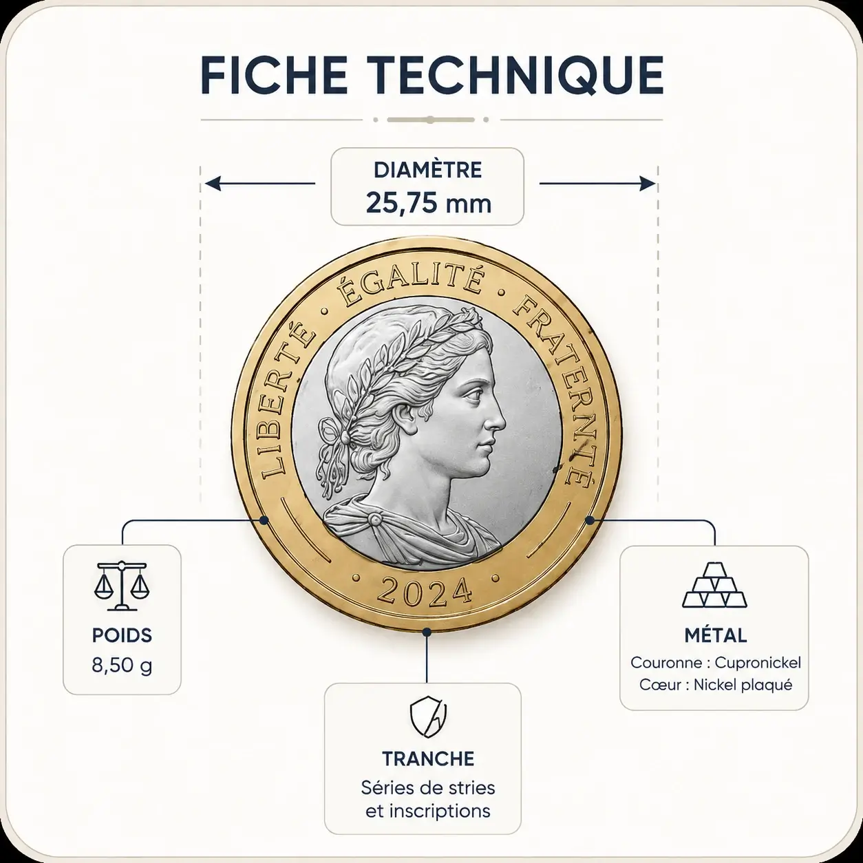 Illustration d'une fiche technique de monnaie